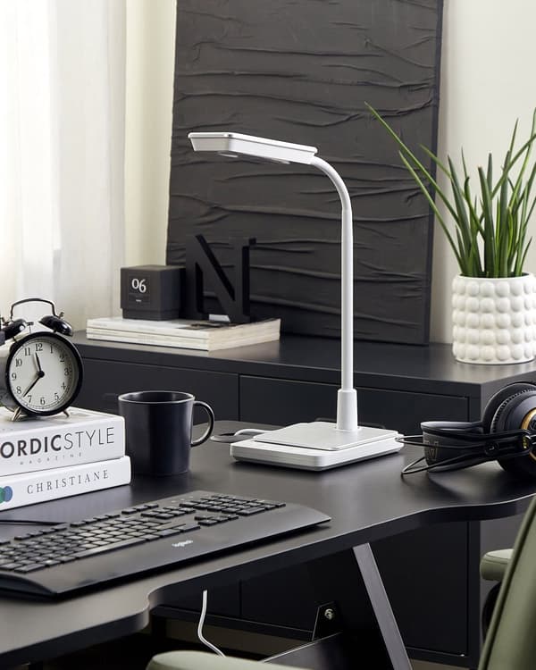 Bordlampe Hvit 19 x 38 x 14 cm LED Dimmer Justerbar Leselampe Skrivebordslampe Belysning