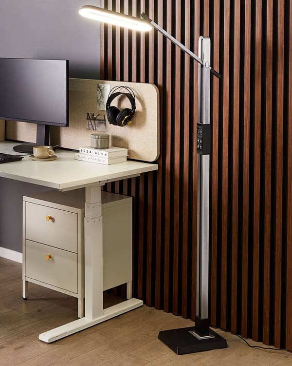 Gulvlampe LED-lampe Mørkegrå Syntetisk materiale 144 cm Dimming Moderne Belysning Hjemmekontor