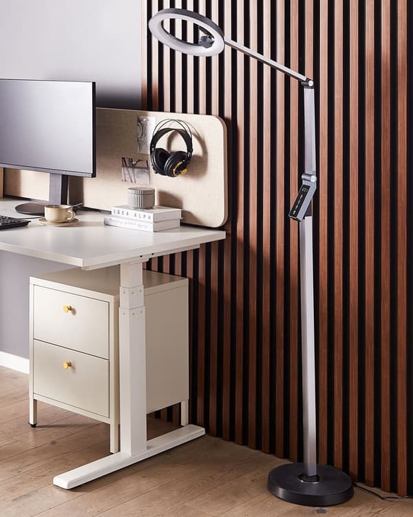 Gulvlampe LED-lampe Mørkegrå Grå Syntetisk Materiale 170 cm Dimming Moderne Belysning Hjemmekontor
