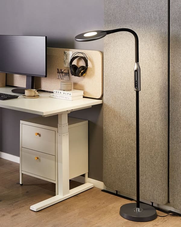Gulvlampe LED-lampe Svart Syntetisk Materiale 148 cm Dimming Moderne Belysning Hjemmekontor