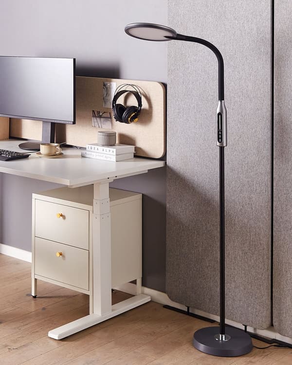 Gulvlampe LED-lampe Svart Syntetisk Materiale 148 cm Dimming Moderne Belysning Hjemmekontor