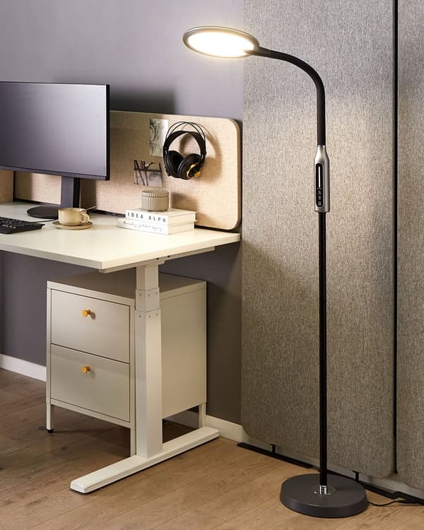 Gulvlampe LED-lampe Svart Syntetisk Materiale 148 cm Dimming Moderne Belysning Hjemmekontor
