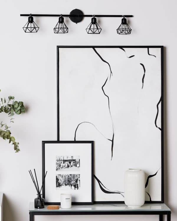 Taklampa Svart Metall 4 ljus Burskärmar Justerbara Armar Modern Design Kök Matsal