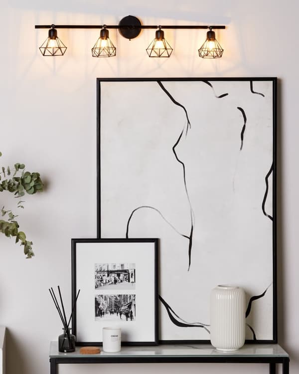 Taklampa Svart Metall 4 ljus Burskärmar Justerbara Armar Modern Design Kök Matsal