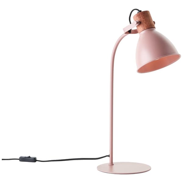 Brilliant Erena bordslampa 52cm ljusrosa metall/trä sladdbrytare  1x A60, E27, 40 W, lämplig för normal lampa (ingår ej)