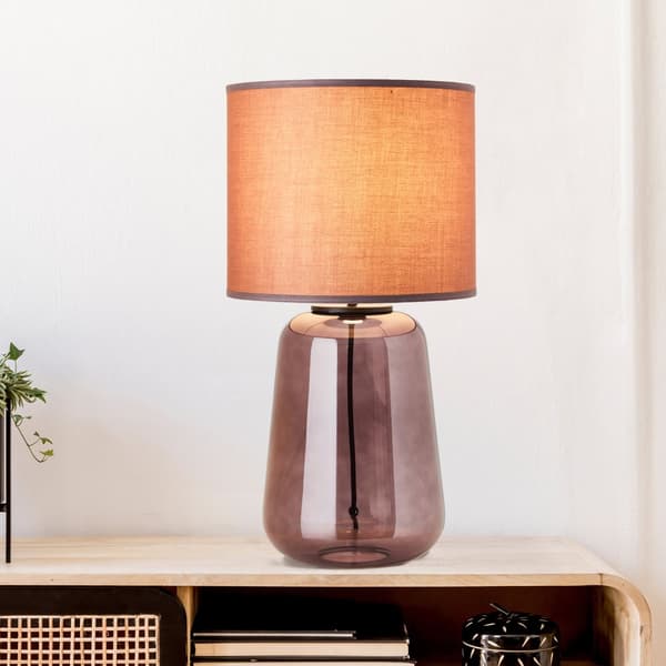 Brilliant Hydra bordslampa 56cm lila/violett glas/textil sladdbrytare  1x A60, E27, 60 W, lämplig för normal lampa (ingår ej)