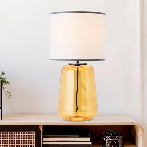 Brilliant Hydra bordslampa 56cm grå/gul glas/textil sladdbrytare  1x A60, E27, 60 W, lämplig för normal lampa (ingår ej)