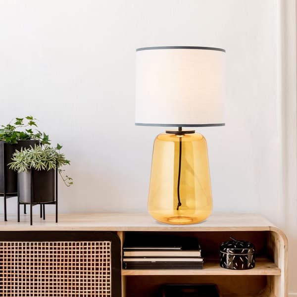 Brilliant Hydra bordslampa 56cm grå/gul glas/textil sladdbrytare  1x A60, E27, 60 W, lämplig för normal lampa (ingår ej)
