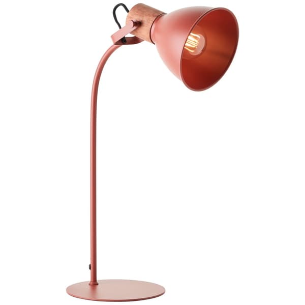 Brilliant Erena bordslampa 52cm röd metall/trä sladdbrytare  1x A60, E27, 40 W, lämplig för normal lampa (ingår ej)