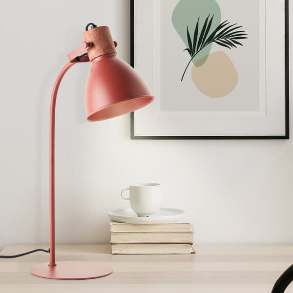 Brilliant Erena bordslampa 52cm röd metall/trä sladdbrytare  1x A60, E27, 40 W, lämplig för normal lampa (ingår ej)