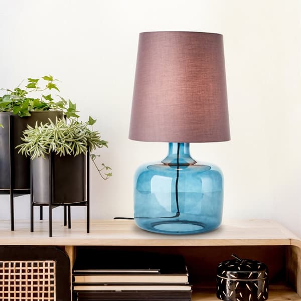 Brilliant Hydra bordlampe 57cm taupe/mørkeblå glas/tekstil ledningskontakt  1x A60, E27, 60 W, egnet til normal lampe (medfølger ikke)