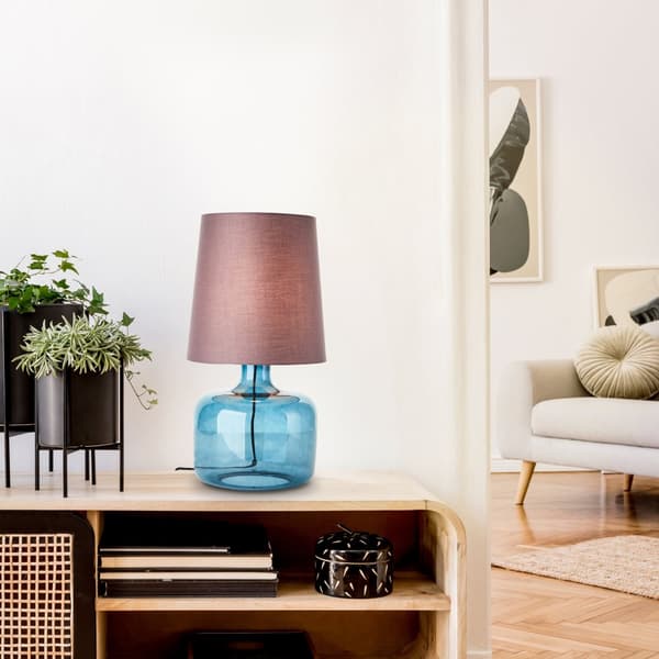 Brilliant Hydra bordlampe 57cm taupe/mørkeblå glas/tekstil ledningskontakt  1x A60, E27, 60 W, egnet til normal lampe (medfølger ikke)