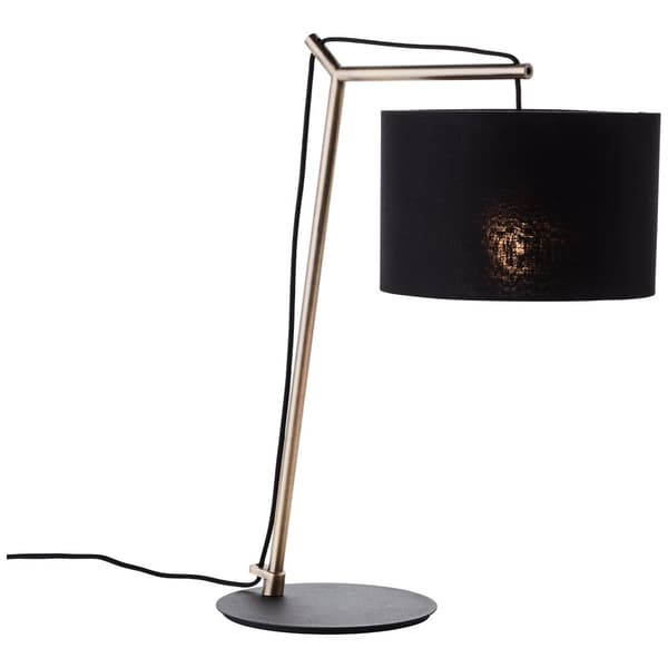Brilliant Annice bordlampe 52cm mat sort/børstet messing metal/tekstil ledningskontakt  1x LED, E14, 7 W, Velegnet til LED-pærer (medfølger ikke)