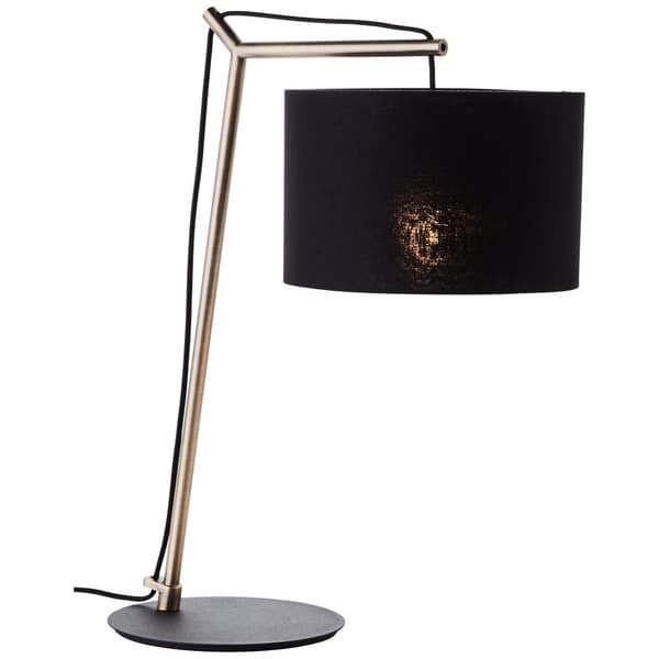 Brilliant Annice bordlampe 52cm mat sort/børstet messing metal/tekstil ledningskontakt  1x LED, E14, 7 W, Velegnet til LED-pærer (medfølger ikke)