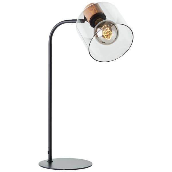 Brilliant Weald bordslampa svart/rök/trä metall/glas/trä sladdbrytare  1x A60, E27, 40 W, lämplig för normal lampa (ingår ej)