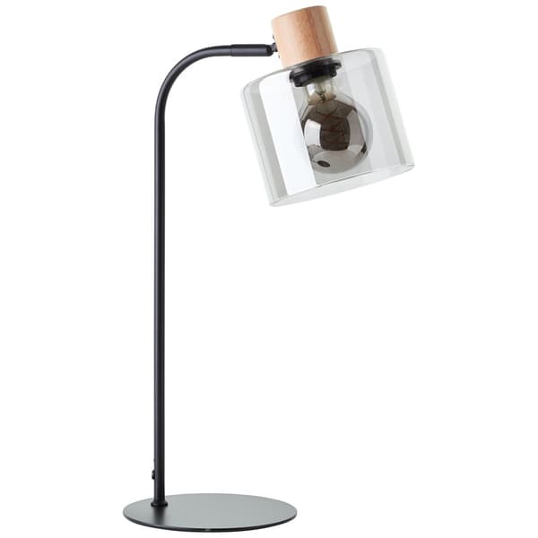 Brilliant Weald bordslampa svart/rök/trä metall/glas/trä sladdbrytare  1x A60, E27, 40 W, lämplig för normal lampa (ingår ej)