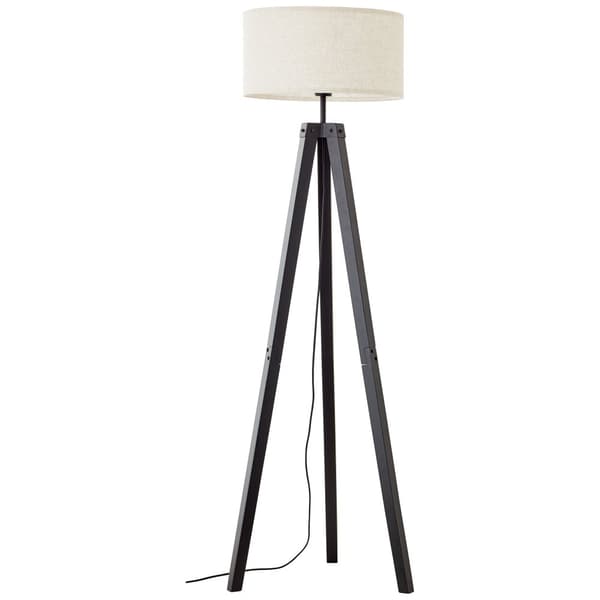 Brilliant Holbrook golvlampa stativ svart/beige trä/textil pedal  1x A60, E27, 60 W, lämplig för normal lampa (ingår ej)