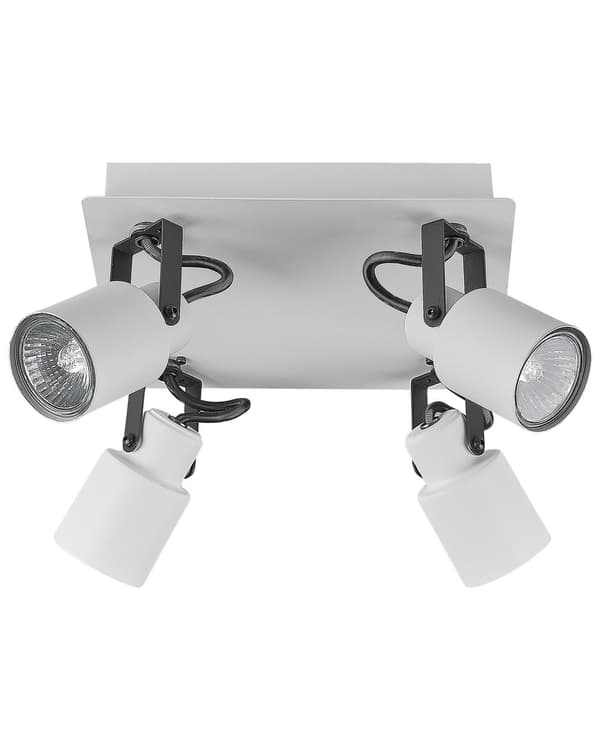 Spotlys Væglamper hvid metal med 4 lyskilder ø 5 cm justerbar svingarm cylinderformet skærm spotlight design stue indretning