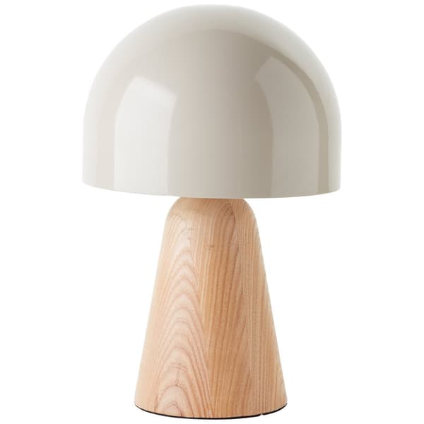 Brilliant Nalam bordslampa 31cm ljust trä/grå metall/trä sladdbrytare  1x D45, E14, 40 W, Lämplig för dropplampa (ingår ej)