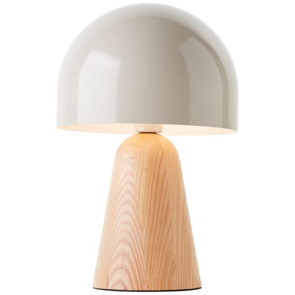 Brilliant Nalam bordslampa 31cm ljust trä/grå metall/trä sladdbrytare  1x D45, E14, 40 W, Lämplig för dropplampa (ingår ej)