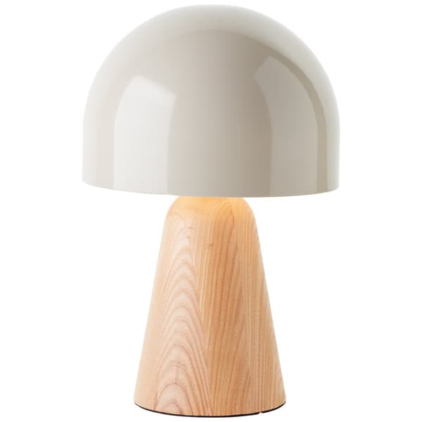Brilliant Nalam bordslampa 31cm ljust trä/grå metall/trä sladdbrytare  1x D45, E14, 40 W, Lämplig för dropplampa (ingår ej)