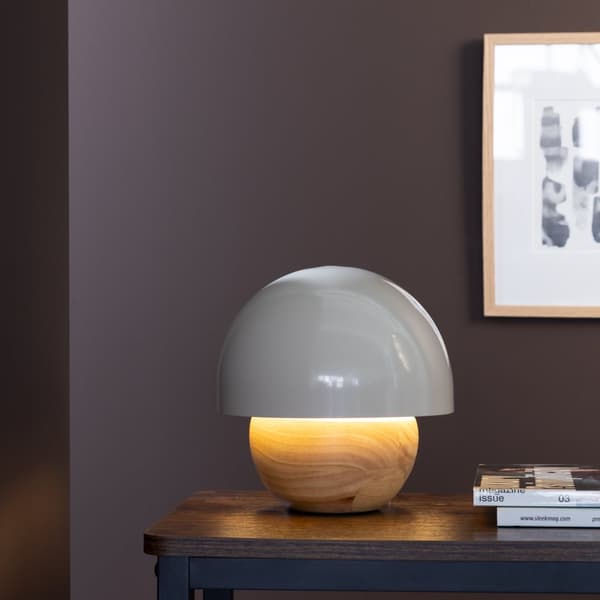 Brilliant Nalam bordlampe 20cm lys træ/grå metal/træ ledningskontakt  1x D45, E14, 40 W, Velegnet til droplampe (medfølger ikke)