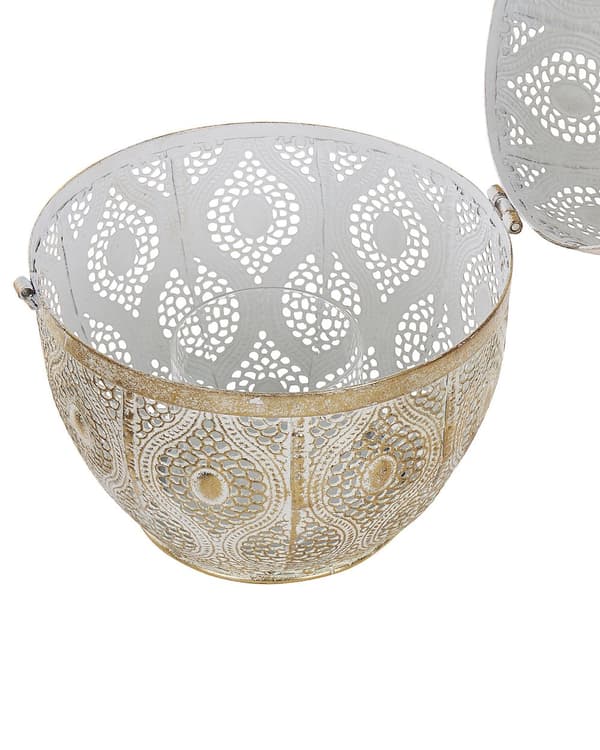 Lanterne Gull Metall 34 cm Med lysholder i glass Gjennombrutt design Orientalsk Boho