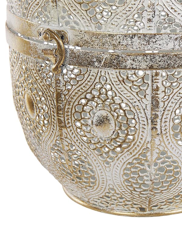 Lanterne Gull Metall 34 cm Med lysholder i glass Gjennombrutt design Orientalsk Boho