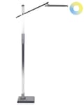 Pikkukuva 1 / 11: LED-lattiavalaisin hopea synteettinen materiaali 144 cm korkea himmentimellä moderni tyyli