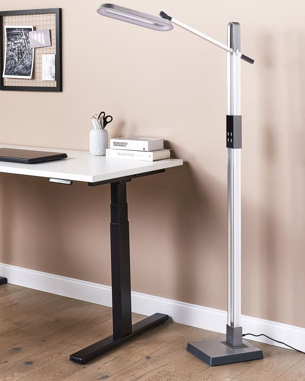 Gulv LED Lampe Sølv Syntetisk Materiale 144 cm Højde Lysdæmpning CCT Modern Lighting Hjemmekontor