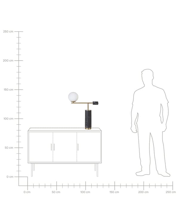 Pöytävalaisin musta kulta 65 cm marmori metalli lasi pallovarjostin moderni