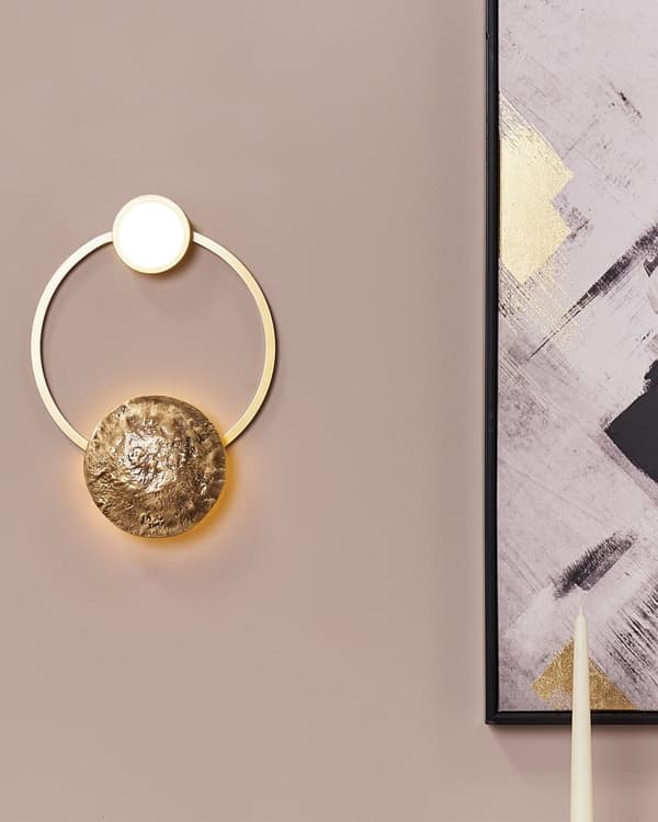 Seinävalaisin kulta 25 x 35 cm metalli integroitu LED-valo rengas glamour vintage