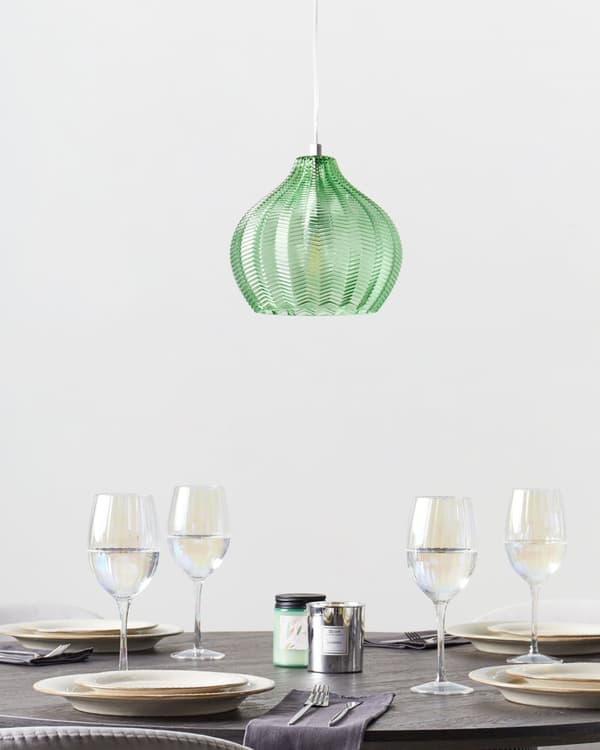 Pendel Lampe Grøn Glas ø 15 cm Retro Hængelampe Glaskugle Design Køkken Spisebordslampe