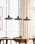 Miniatyrbillede 4 af 9: Langbordspendel Mørk Mangotræ Boho Design 3 Lys Spisebordslampe til Køkken Trælampe til Spisebord Hængelampe