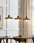 Miniatyrbillede 2 af 9: Langbordspendel Mørk Mangotræ Boho Design 3 Lys Spisebordslampe til Køkken Trælampe til Spisebord Hængelampe