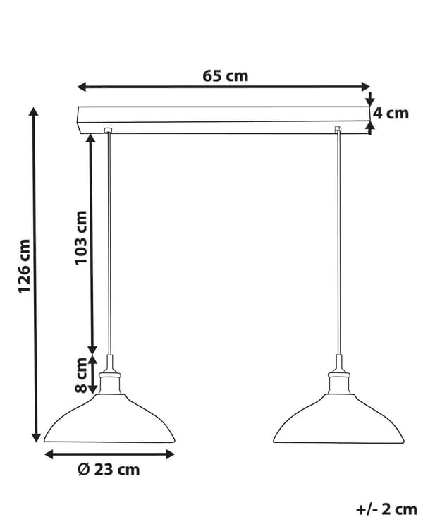 Langbordspendel Sort Mangotræ ø 23 cm Boho Design 2 Lyskulder Spisebordslampe til Køkken Trælampe til Spisebord Hængelampe