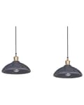 Miniatyrbillede 5 af 9: Langbordspendel Sort Mangotræ ø 23 cm Boho Design 2 Lyskulder Spisebordslampe til Køkken Trælampe til Spisebord Hængelampe