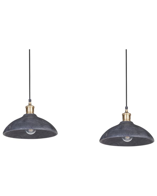 Langbordspendel Sort Mangotræ ø 23 cm Boho Design 2 Lyskulder Spisebordslampe til Køkken Trælampe til Spisebord Hængelampe