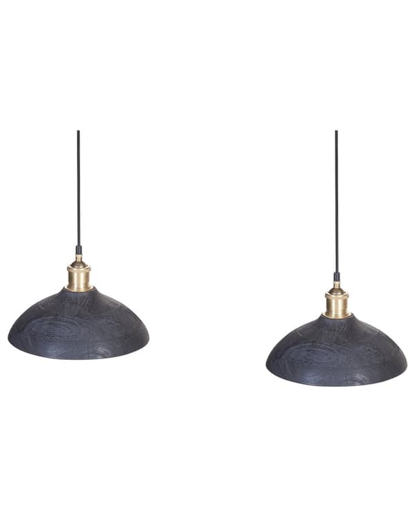 Langbordspendel Sort Mangotræ ø 23 cm Boho Design 2 Lyskulder Spisebordslampe til Køkken Trælampe til Spisebord Hængelampe