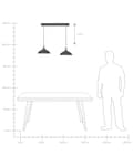 Miniatyrbillede 9 af 9: Langbordspendel Sort Mangotræ ø 23 cm Boho Design 2 Lyskulder Spisebordslampe til Køkken Trælampe til Spisebord Hængelampe