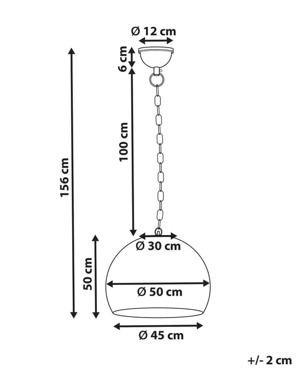 Pendel Lampe Messing ø 50 cm Messinglampe Design Spisebordslampe til Køkken med Kuppelformet Lampeskærm Hængelampe til Spisebord