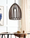 Miniatyrbillede 4 af 9: Pendel Lampe Mørk Mangotræ ø 45 cm Boho Trælampe Design Spisebordslampe til Køkken Trælampe med Bur Lampeskærm Hængelampe til Spisebord
