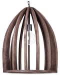 Miniatyrbillede 1 af 9: Pendel Lampe Mørk Mangotræ ø 45 cm Boho Trælampe Design Spisebordslampe til Køkken Trælampe med Bur Lampeskærm Hængelampe til Spisebord