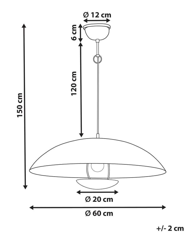 Pendel Lampe Messing ø 60 cm Messinglampe Design Spisebordslampe til Køkken med Konveksformet Lampeskærm Hængelampe til Spisebord