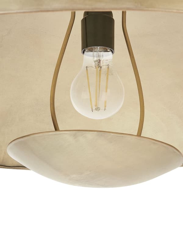 Pendel Lampe Messing ø 60 cm Messinglampe Design Spisebordslampe til Køkken med Konveksformet Lampeskærm Hængelampe til Spisebord