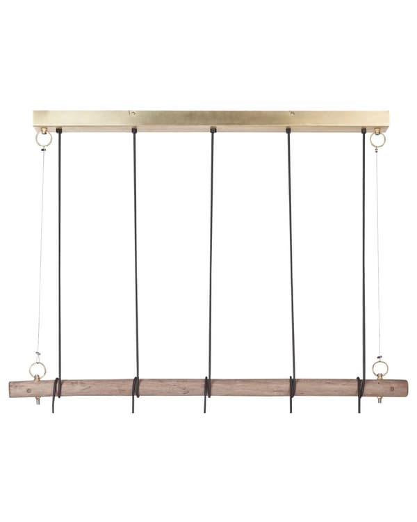 Langbordspendel Træ Messing Boho Design 5 Lys Spisebordslampe til Køkken Lampe til Spisebord Hængelampe