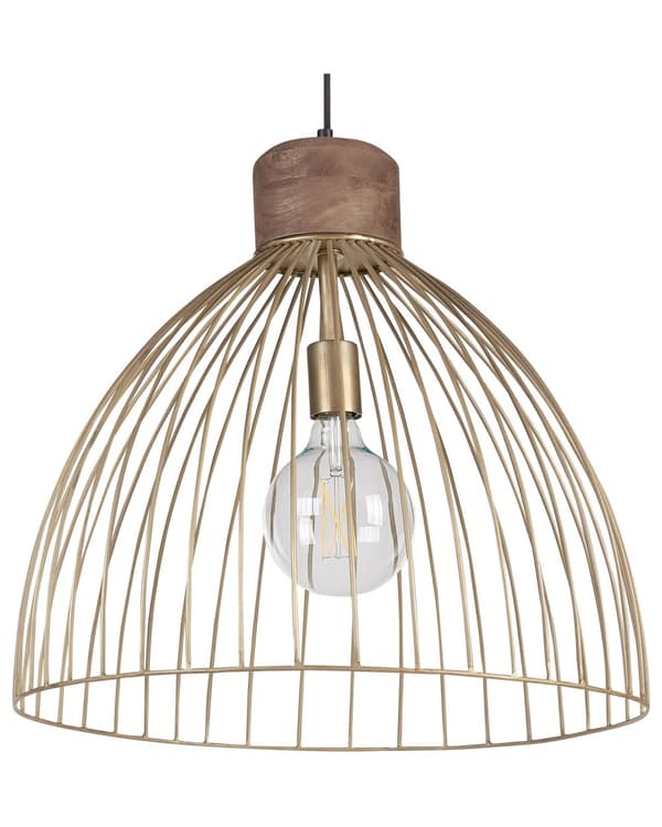 Pendel Lampe Messing ø 50 cm Messinglampe Design Spisebordslampe til Køkken med Bur Lampeskærm Hængelampe til Spisebord