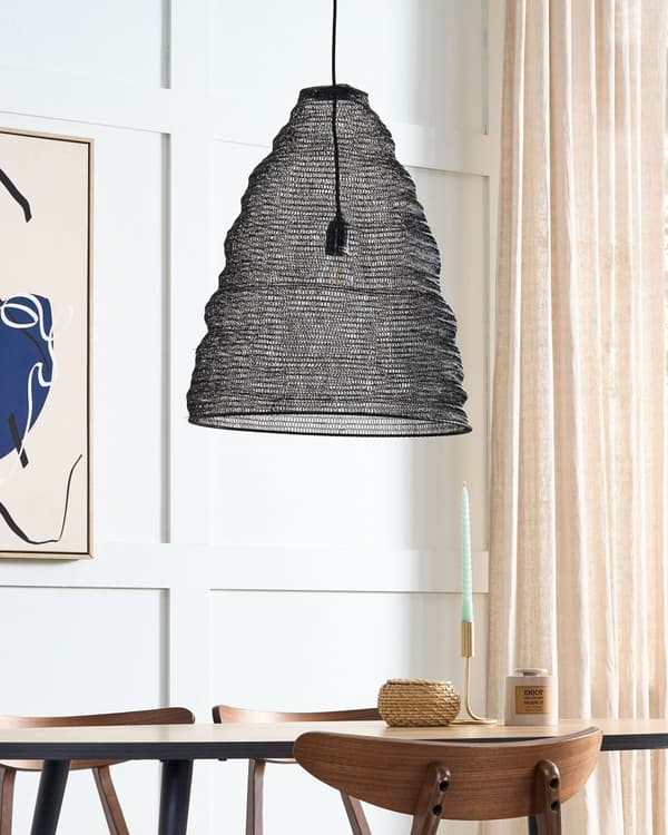 Pendel Lampe Sort Jern ø 46 cm Moderne Spisebordslampe til Køkken Hængelampe til over Spisebord