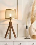 Miniatyrbillede 2 af 10: Bordlampe Mangotræ Messing 63 cm Moderne Natbordslampe til Soveværelse Dekorativ Tripod Lampe til Bordet til Stuen Vindueskarm Trælampe