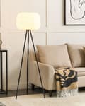 Miniatyrbillede 2 af 11: Gulvlampe Hvid Papirskærm Sorte Metalben Moderne Design Stående Lampe